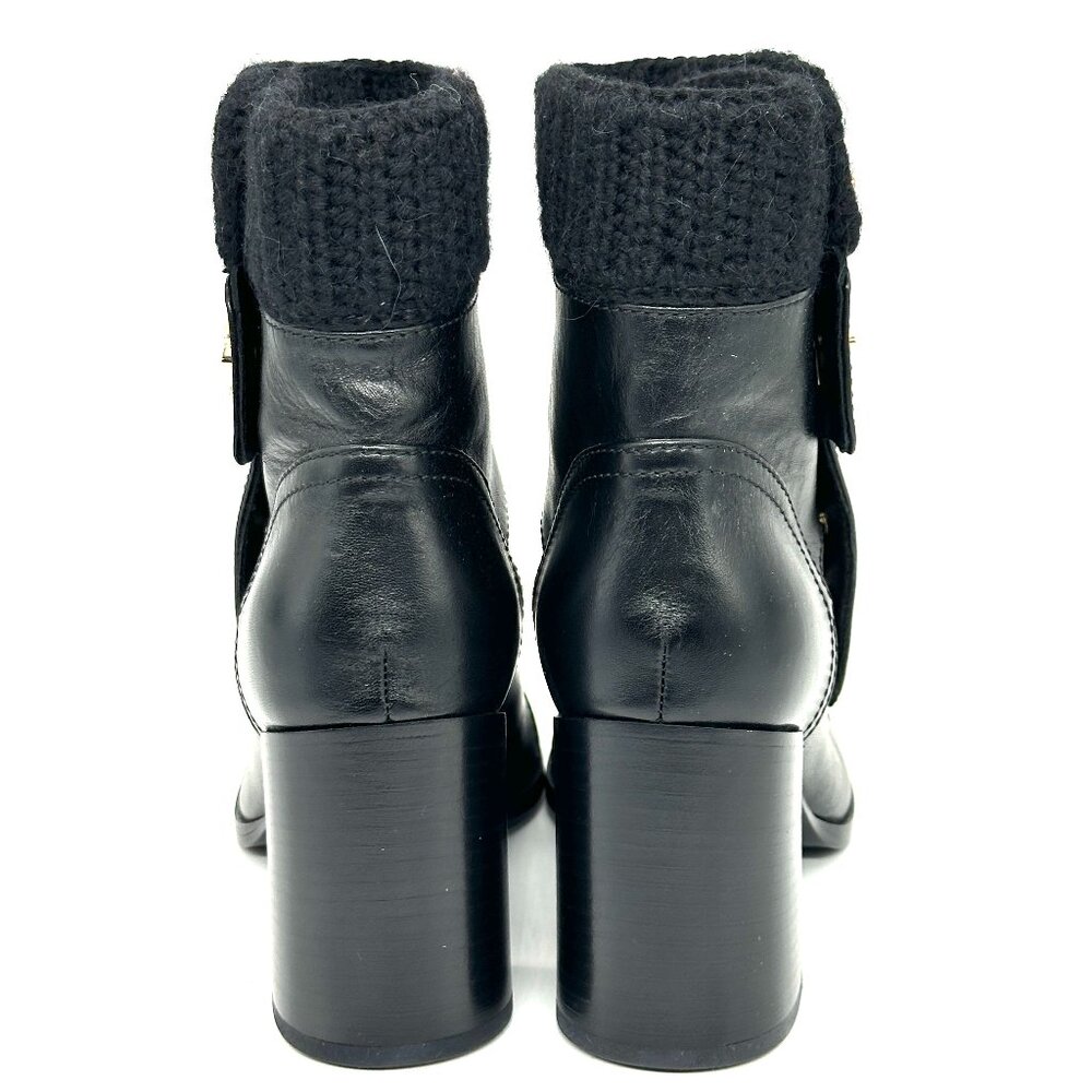 CHANEL 23K 2023 Turnlock CC Leather Knit Cuff Ankle Bootie Boots Heels - Picture 9 of 16